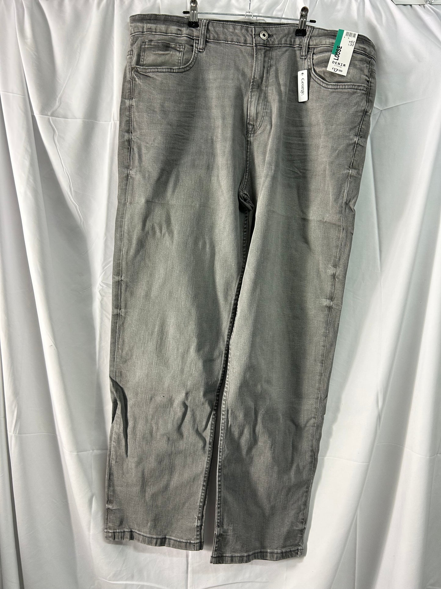 Men’s George@Asda grey loose jeans - size 42 inch waist x 32 inch leg