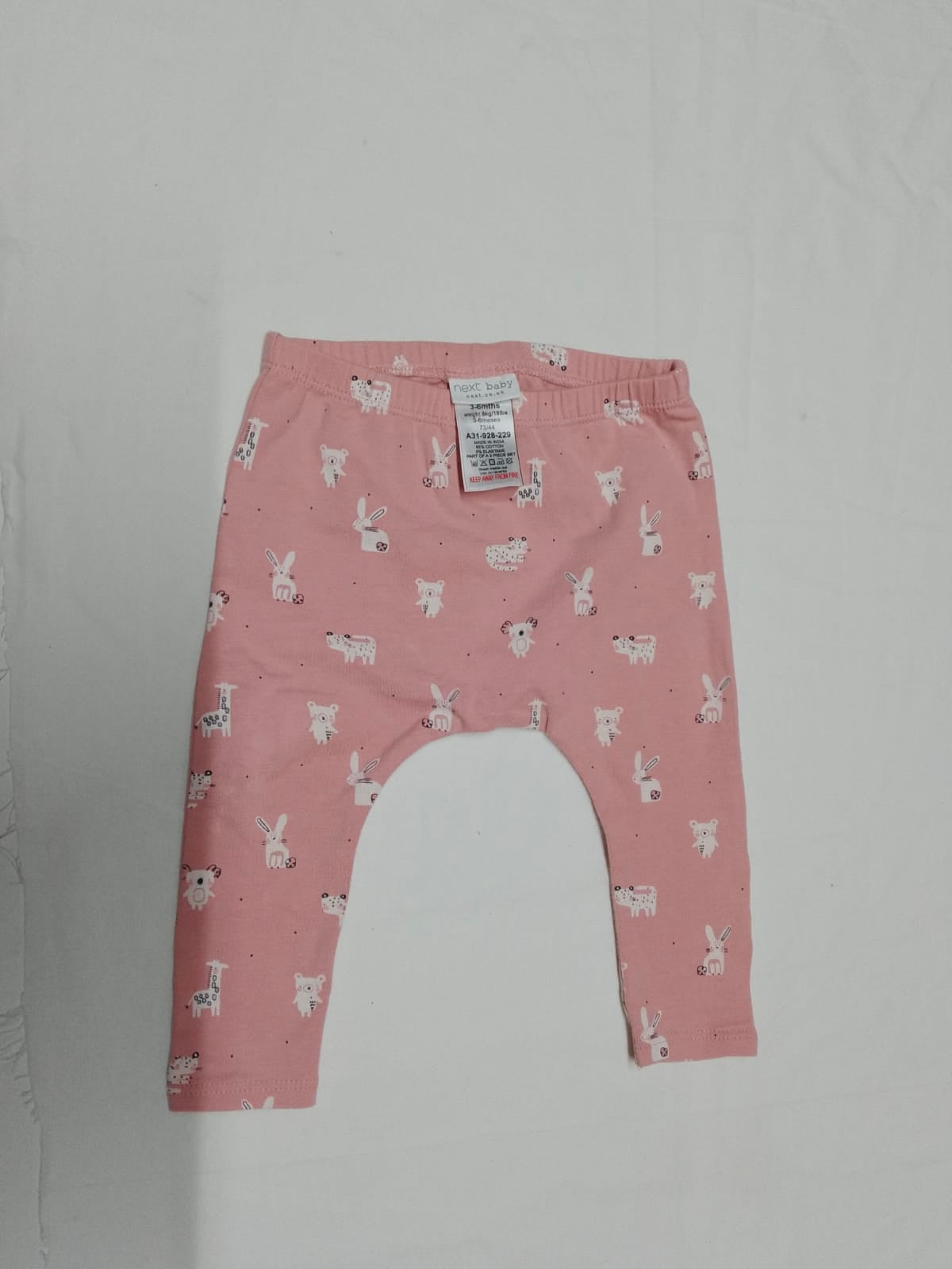 Baby 3-6 months pink with animals leggings / trousers