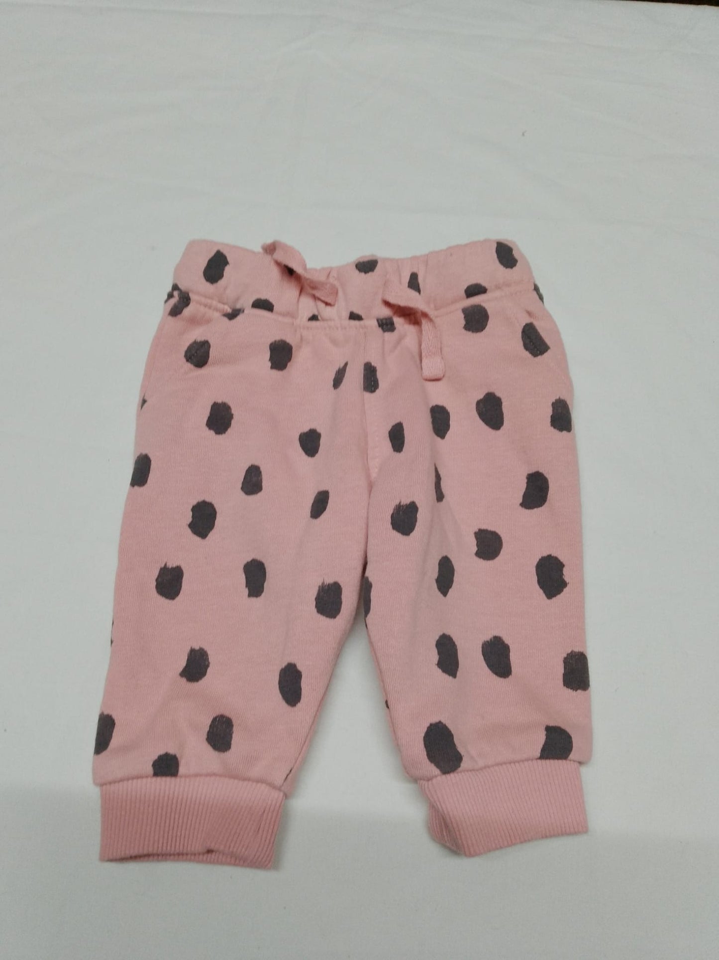 Baby 0-3 months pink trousers black spots