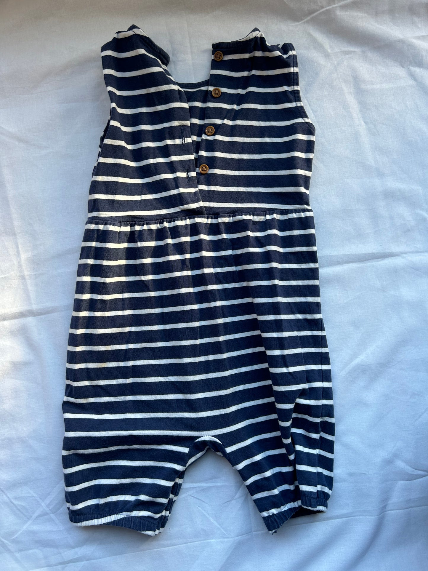 Baby 18-24 Months Navy and White Stripey Romper