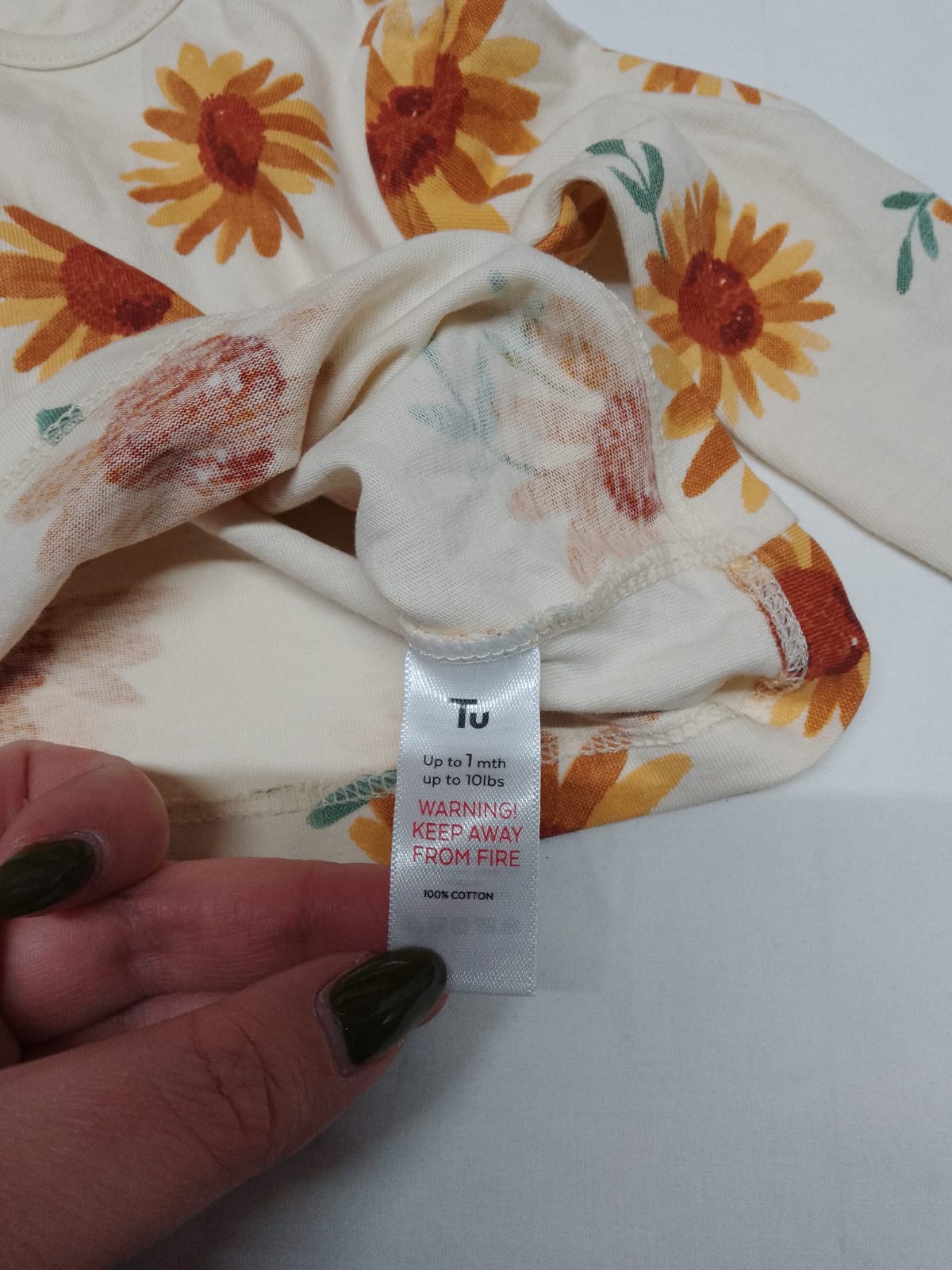 Baby up to 1 month - sunflower long sleeve top