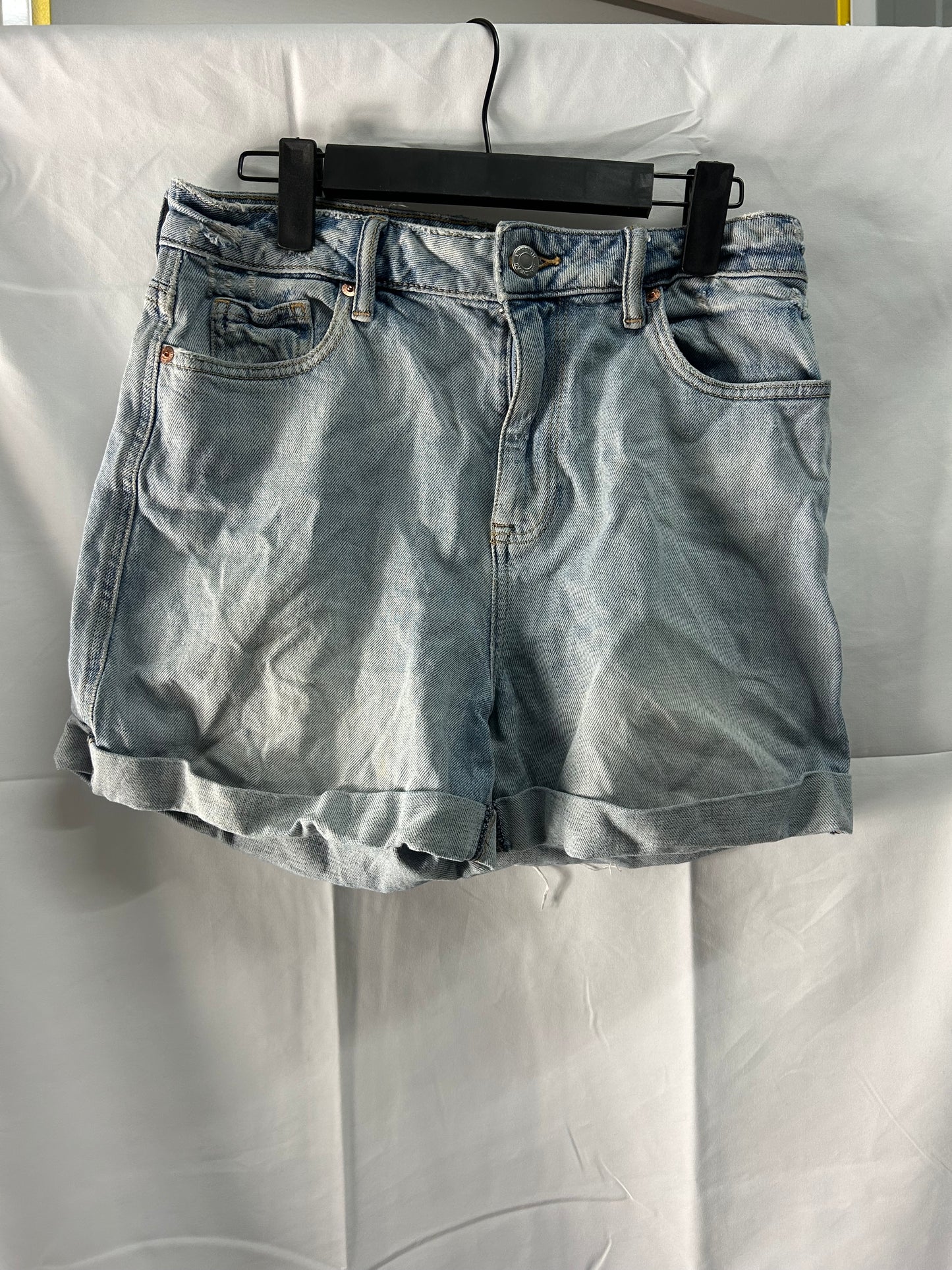 Ladies size 10 - F&F denim blue shorts with embroidered flowers