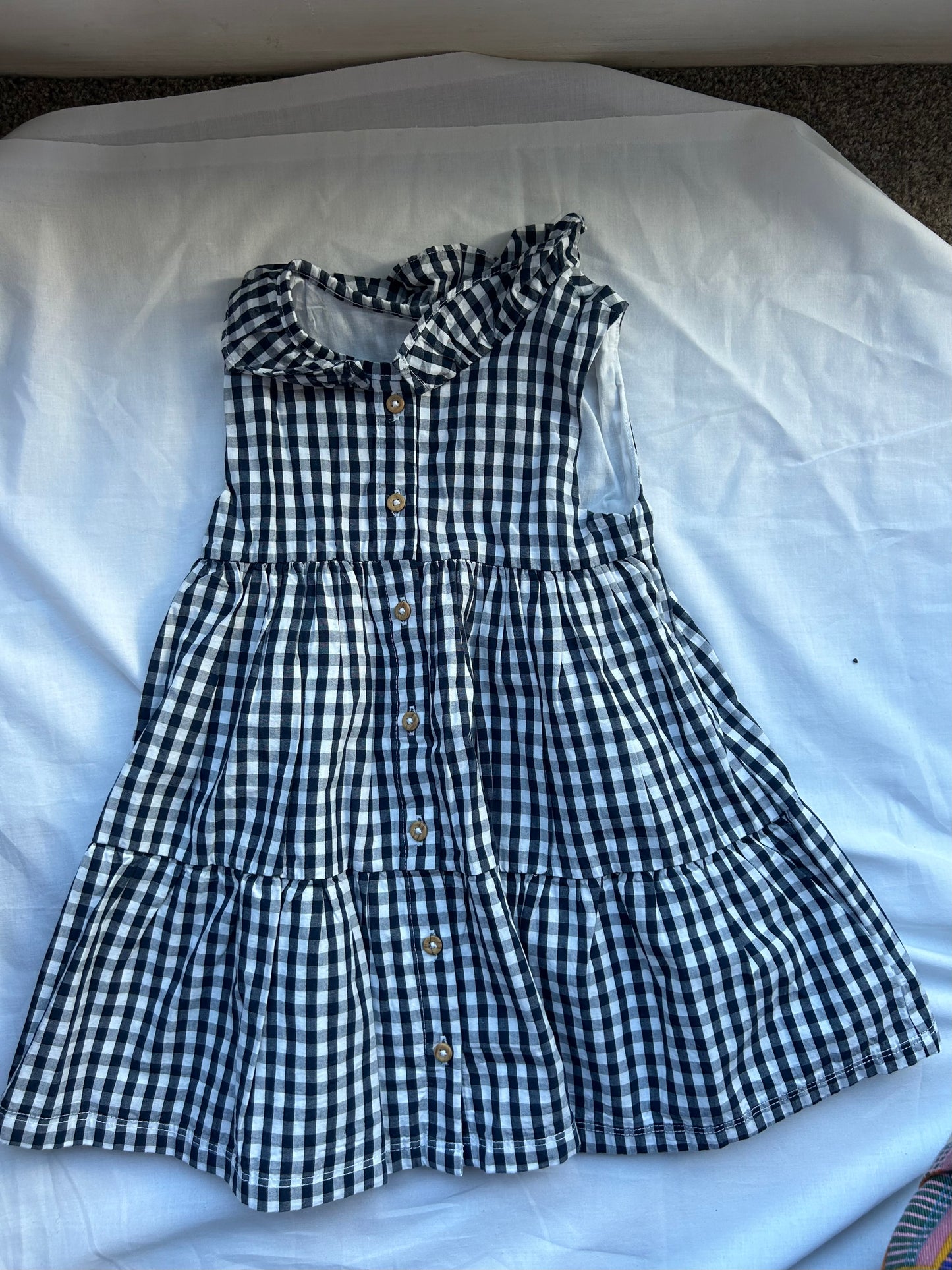 Baby 18-24 Months White and Black Gingham 'Fred & Flo' Dress