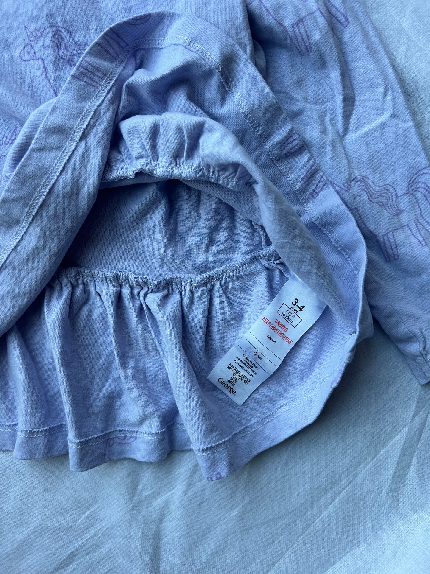 Kids Age 3-4 Unicorn Blue Top