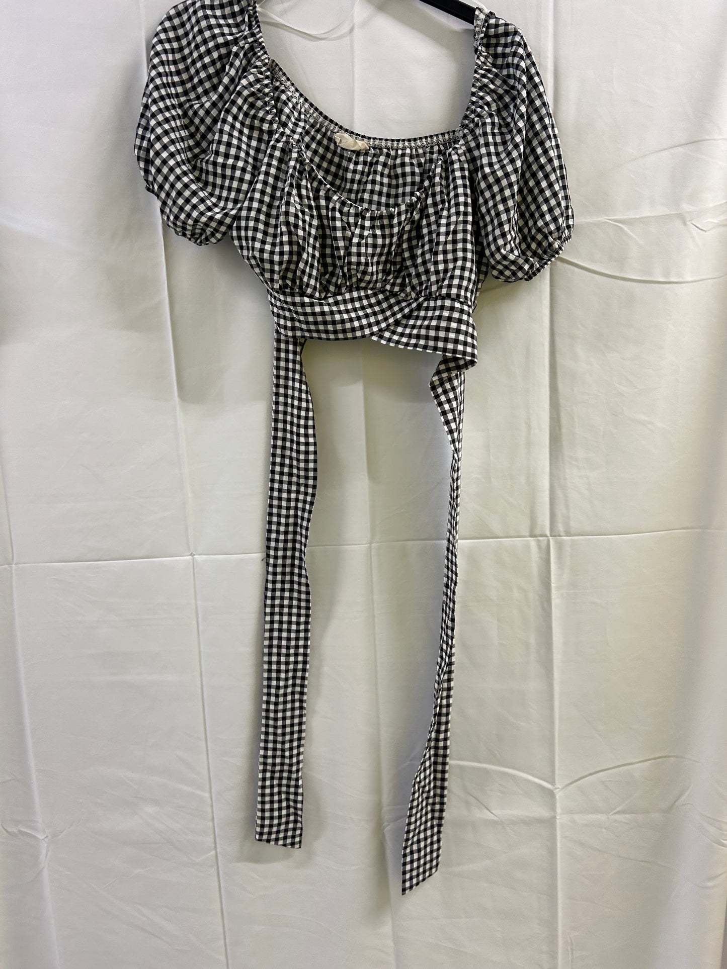 Ladies Size 12 - Black and White Check Gingham Crop Top