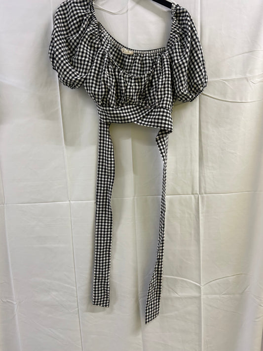 Ladies Size 12 - Black and White Check Gingham Crop Top