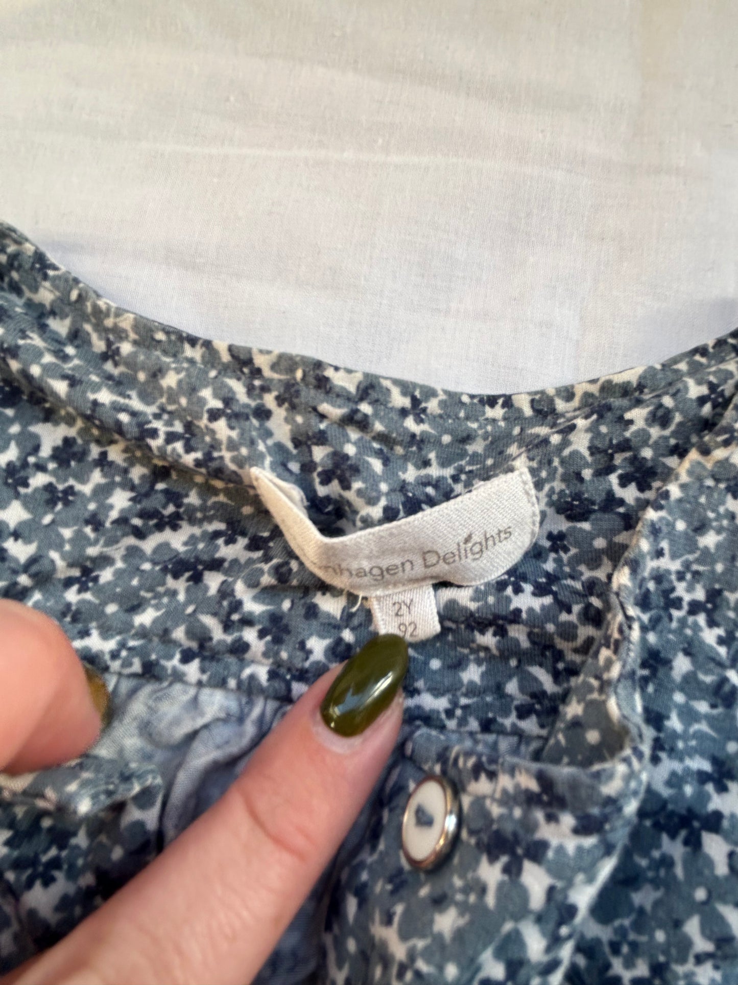 Baby 18-24 Months Navy Blue White Flowers romper