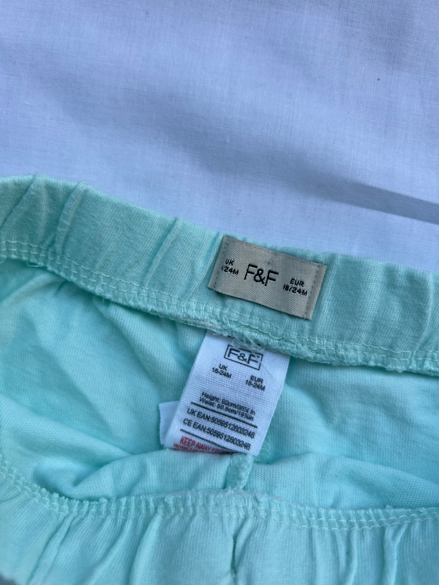 Baby 18-24 Months Pale Green Shorts F&F