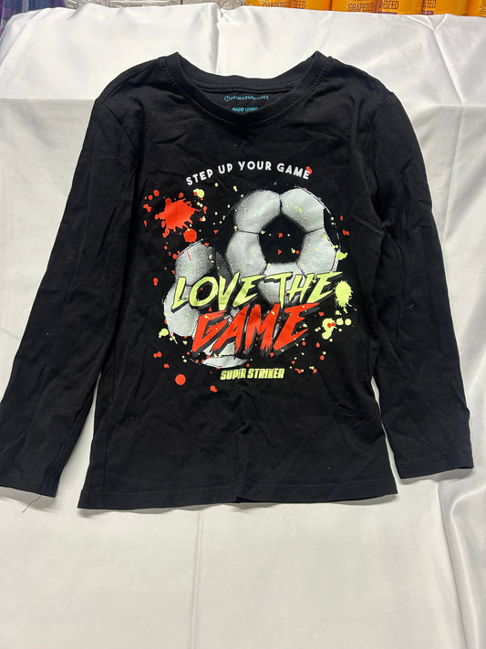 Kids 4-5 Long Sleeve Black 'Football' illustration Tshirt
