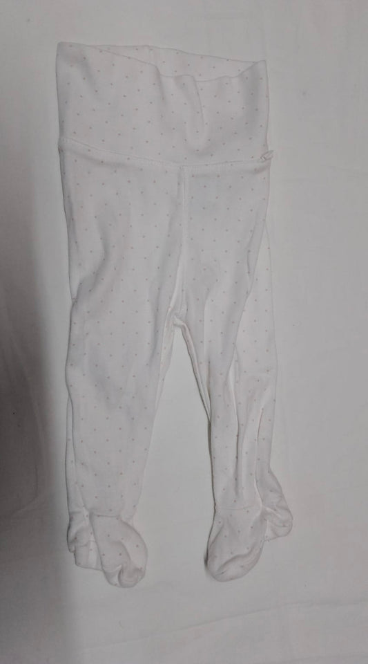 Baby 0-6 months pink dots, white leggings