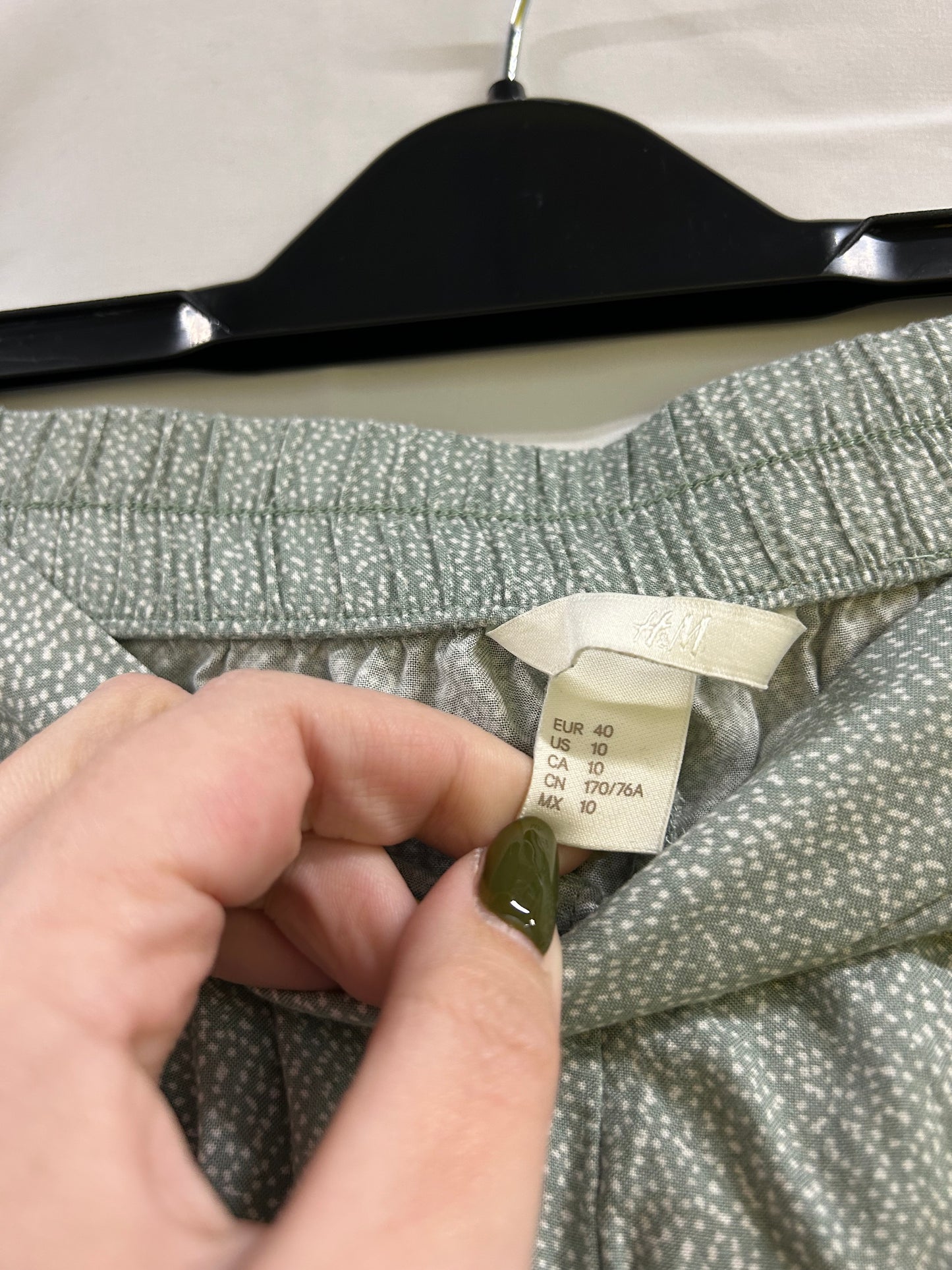 Ladies Size 10 - H&M polka dot Green and white Shorts