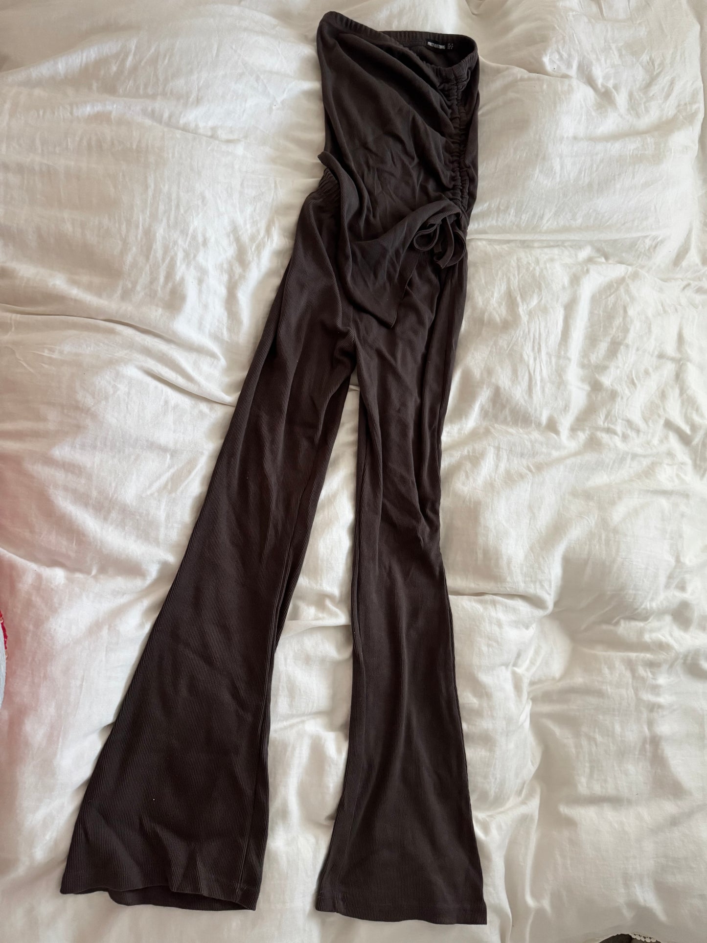 Ladies size 10 - jumpsuit strapless brown - PrettyLittleThing