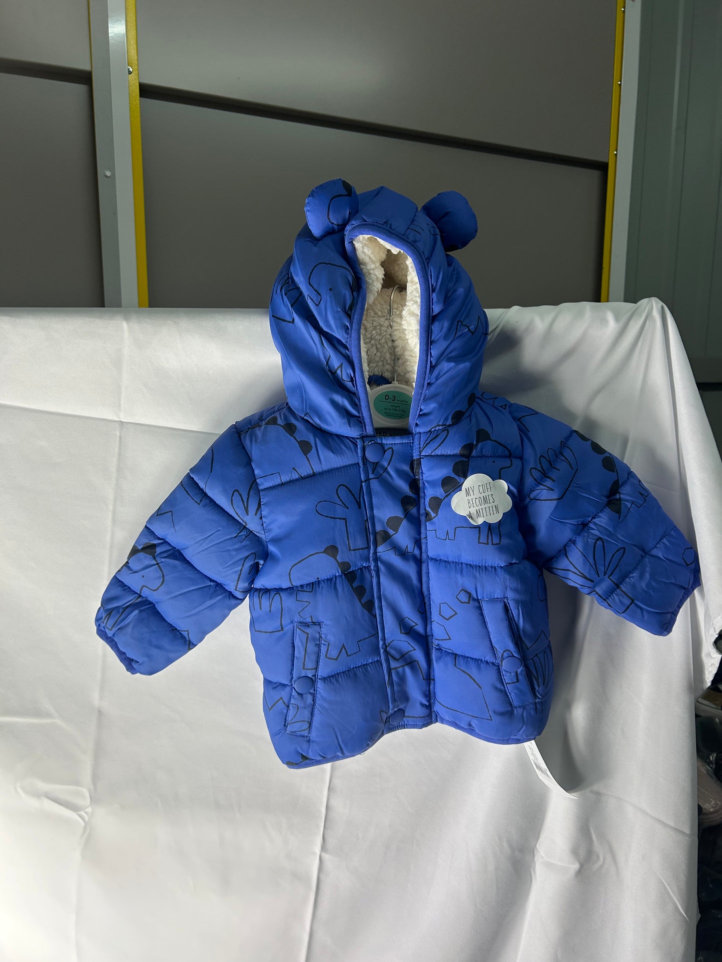 Kids size 0-3 month - blue dinosaur coat George@Asda