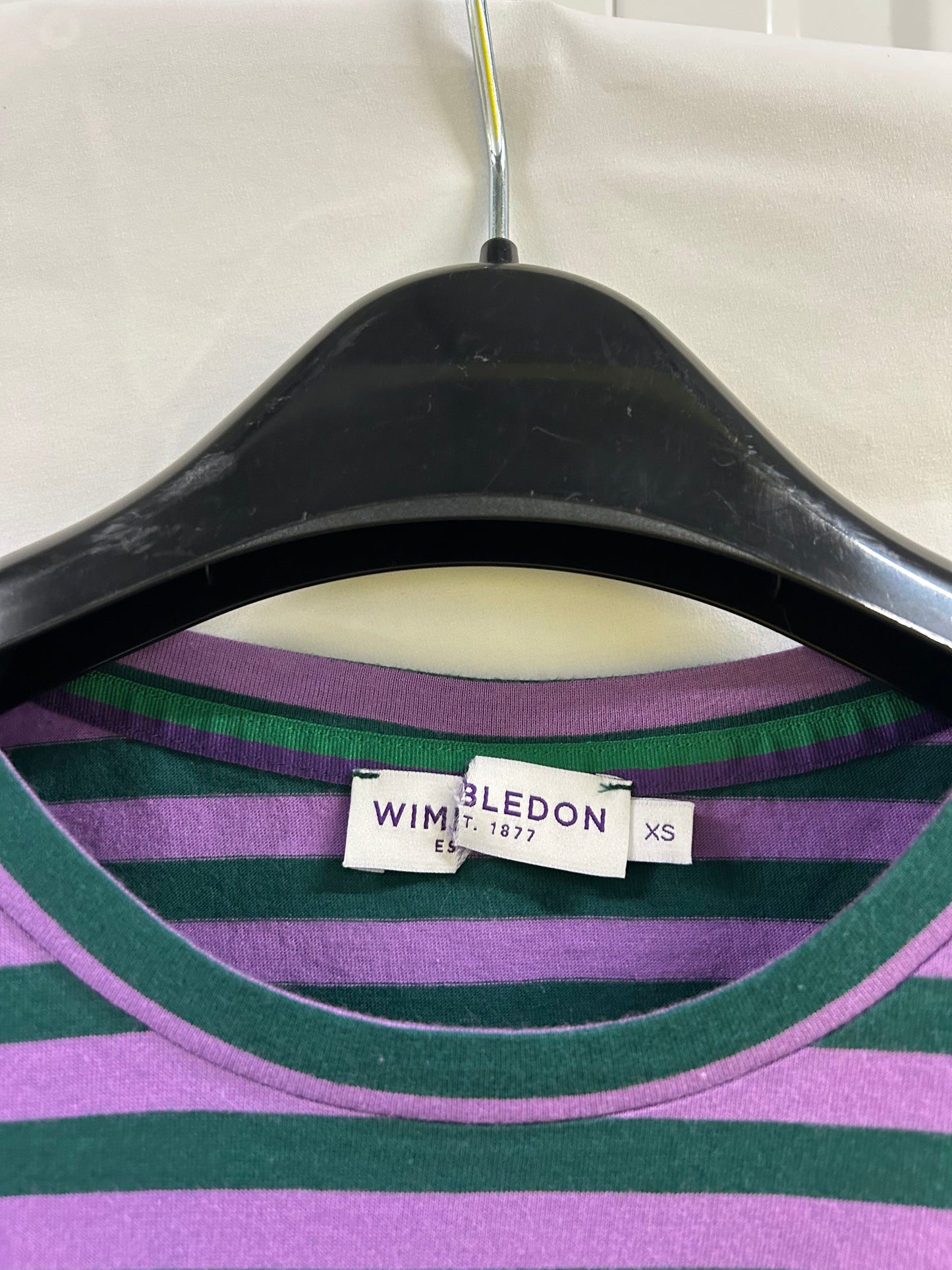 Ladies Size 6 Purple and Green Stripe Wimbledon long sleeve top