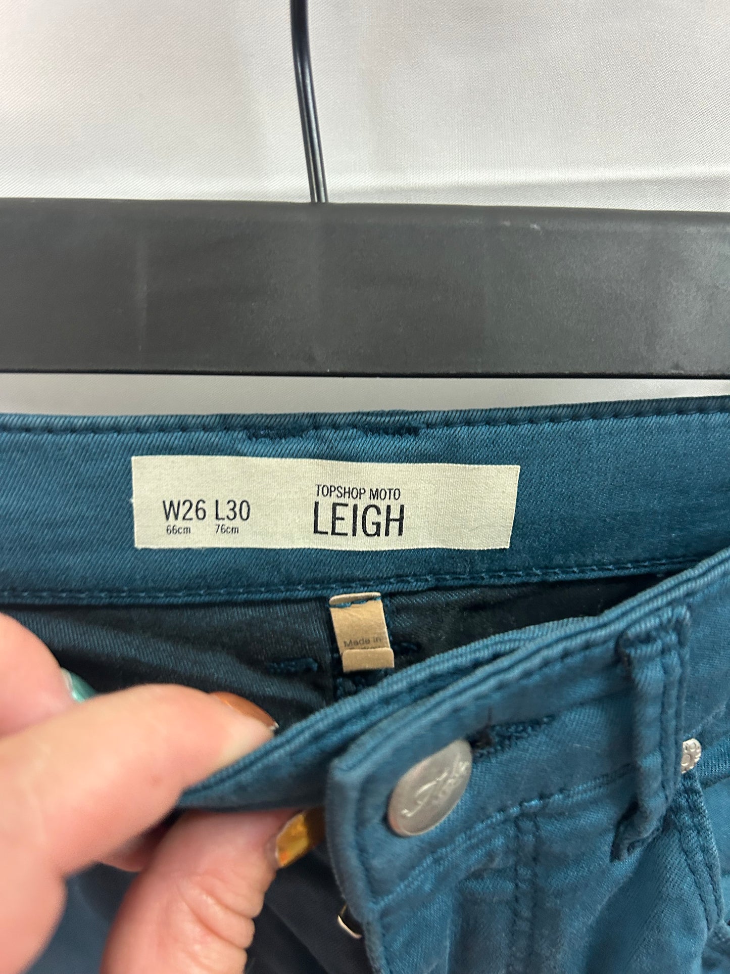 Ladies size 26 inch waist - teal Topshop trousers