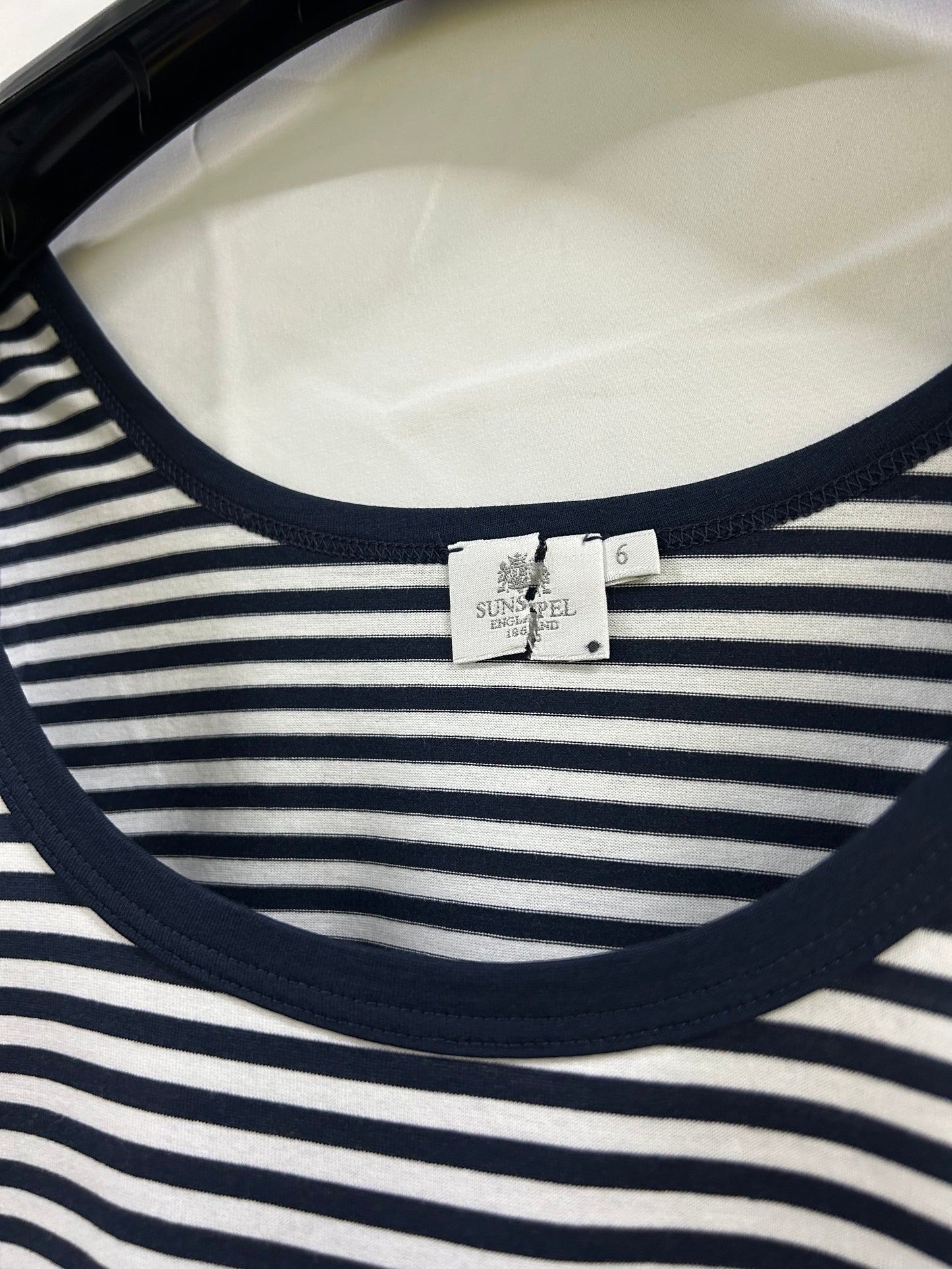 Ladies Size 6 Blue and White Sunspel Vest