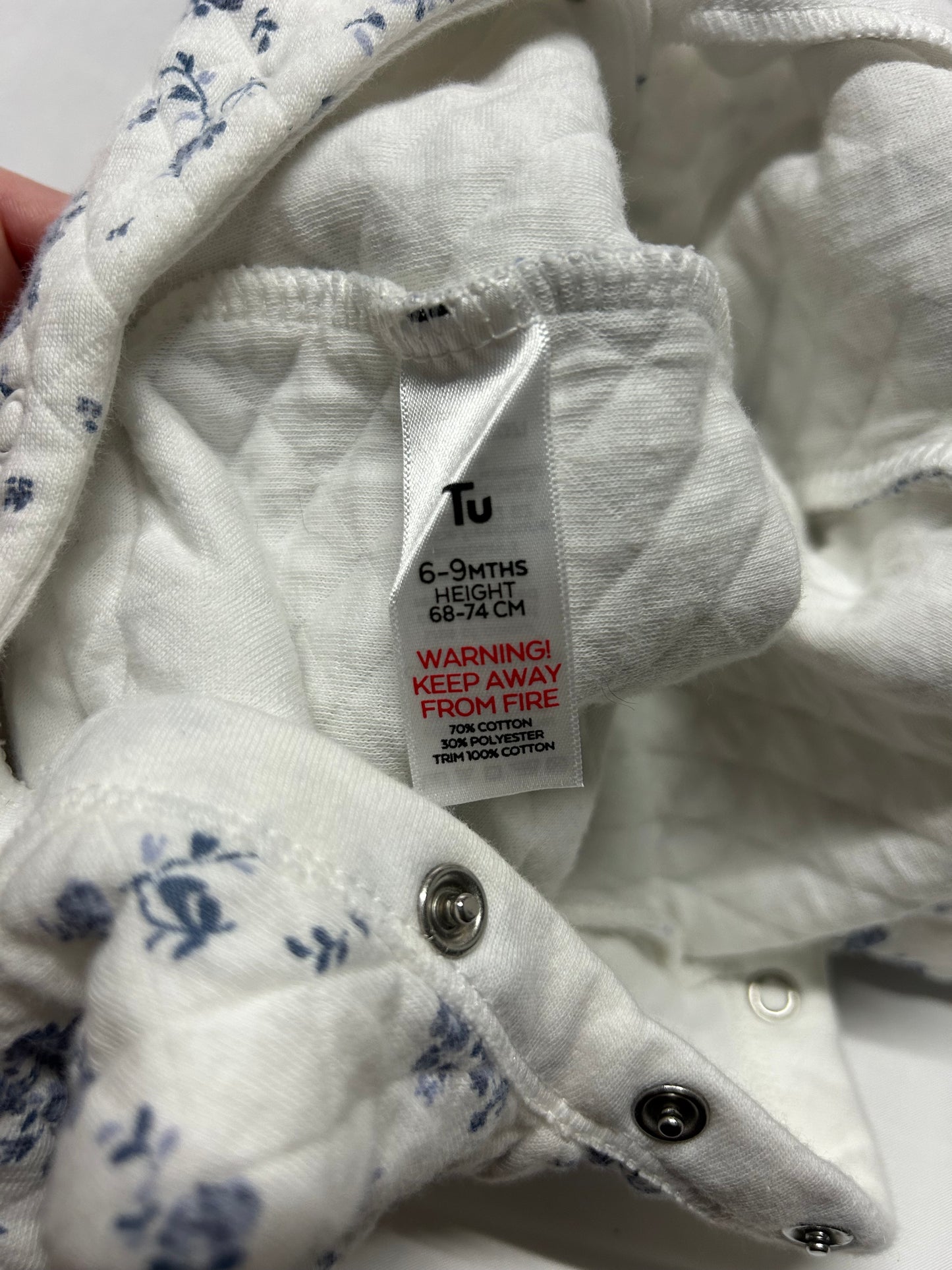 Baby 6-9 months White and Blue Baby Coat