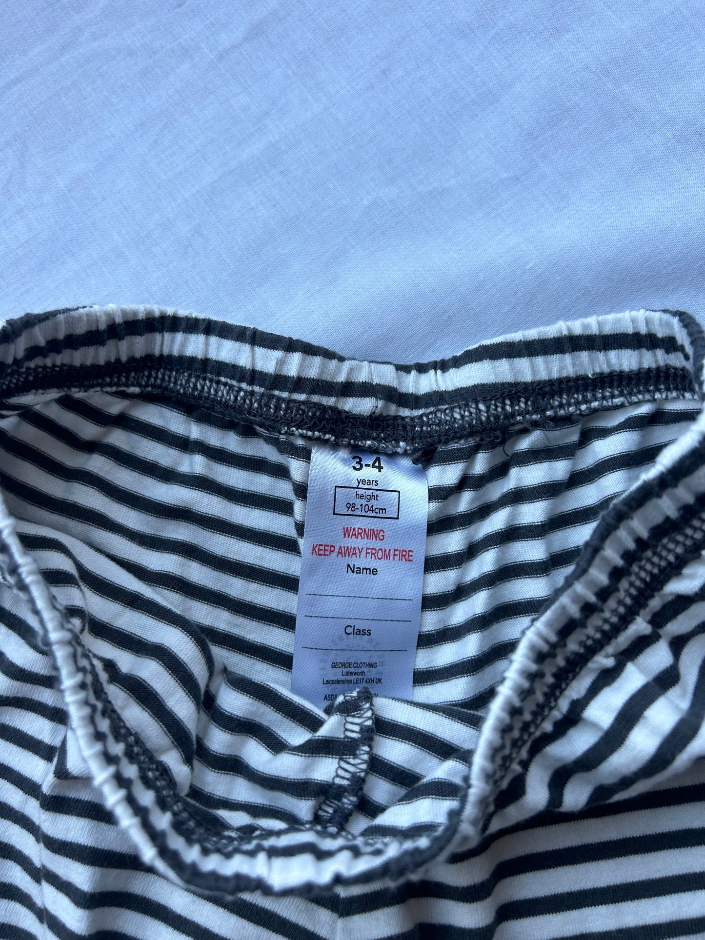 Kids Age 3-4 Black and White Stripey Shorts