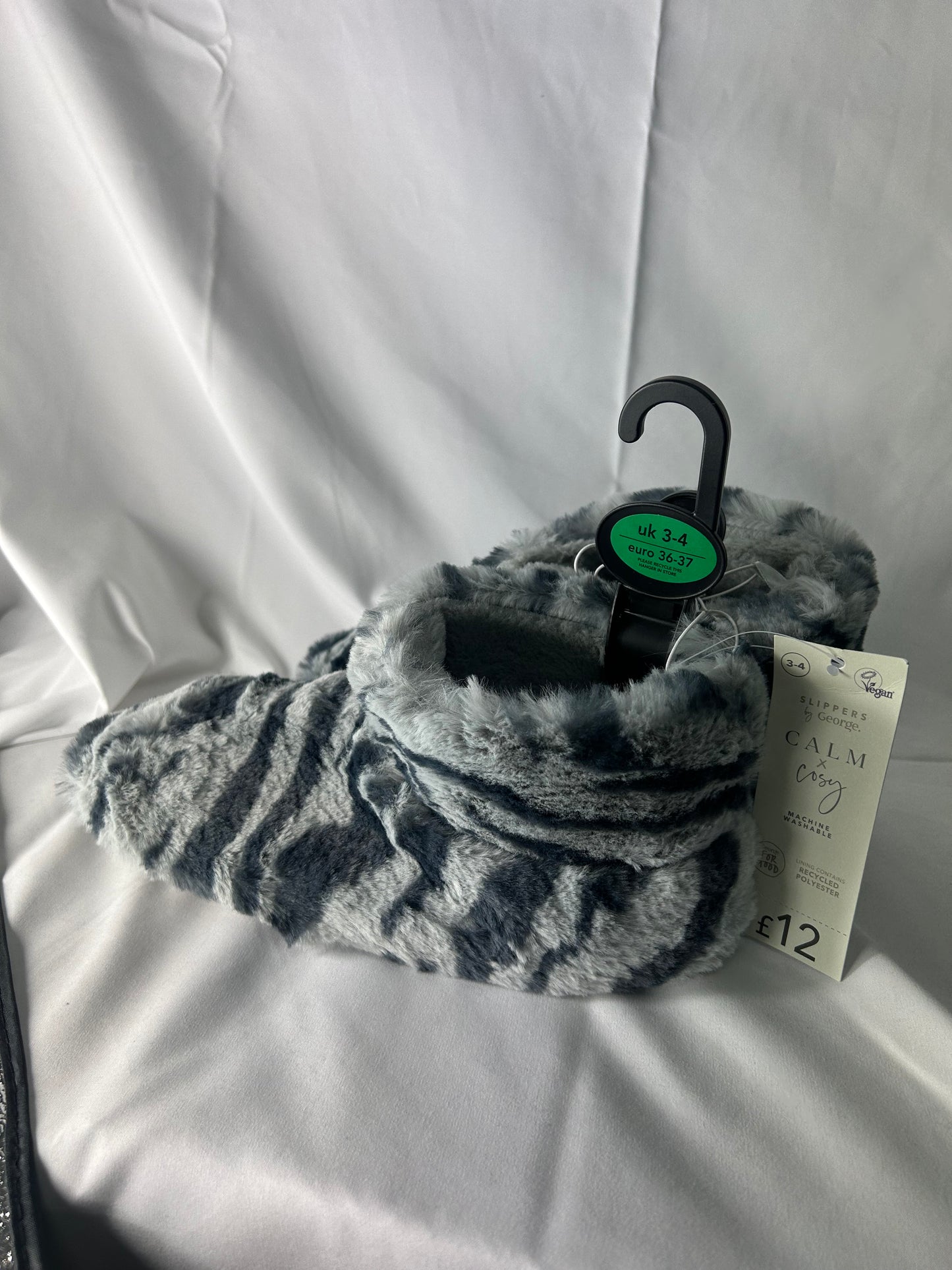 Ladies size 3-4 - Zebra Boot Slipper George@Asda