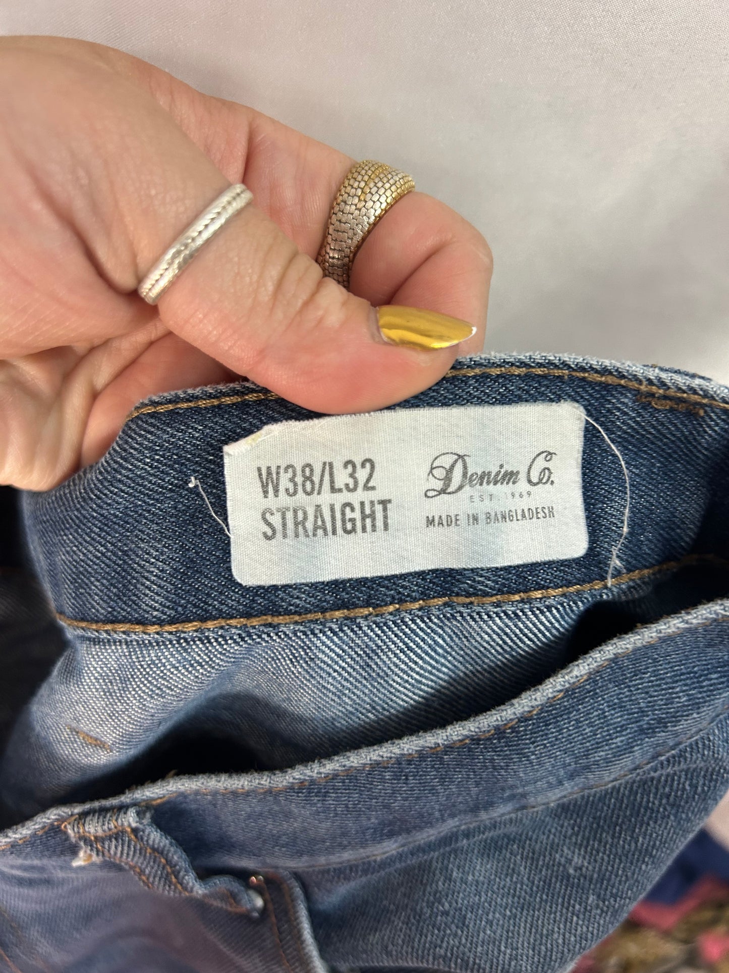 Men’s ‘Denim&Co’ blue straight leg jeans - 38 inch waist