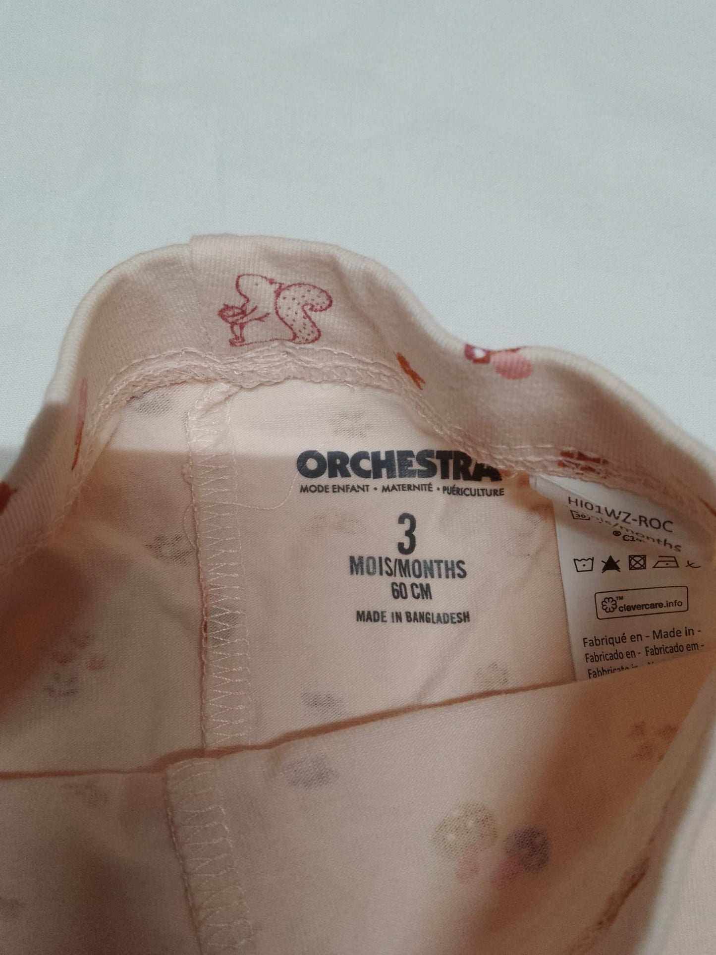 Baby 3 months pale pink squirrel leggings