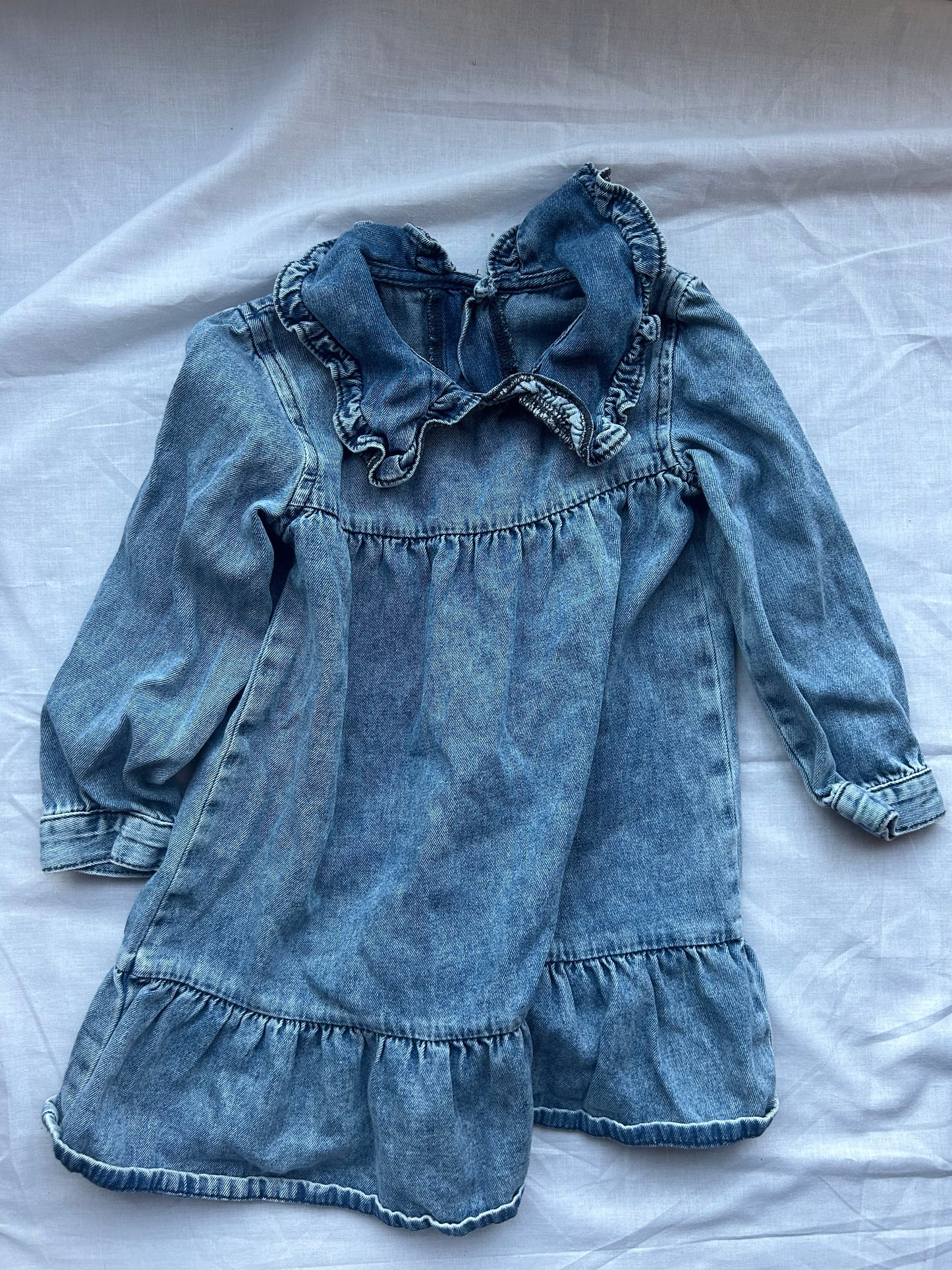 Kids Age 3-4 Blue Denim Dress Collar