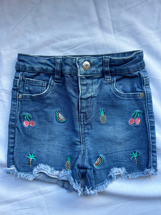 Baby 18-24 Months Blue Denim Fruit Shorts