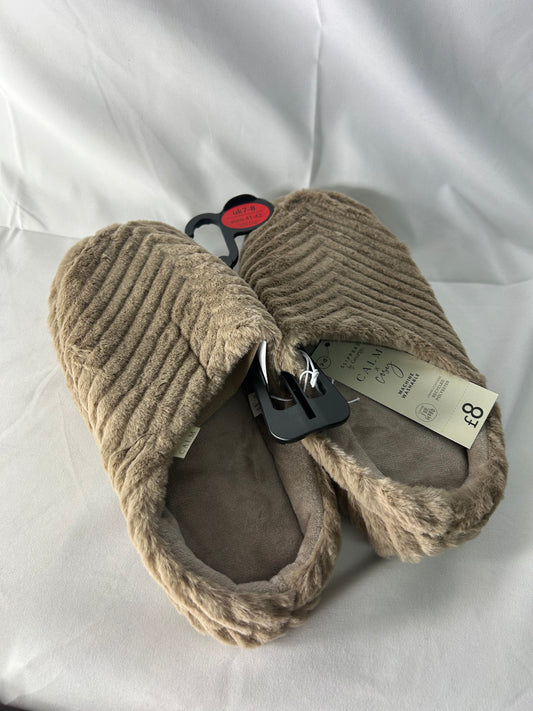 Ladies size 7-8 - brown fluffy slippers George@Asda