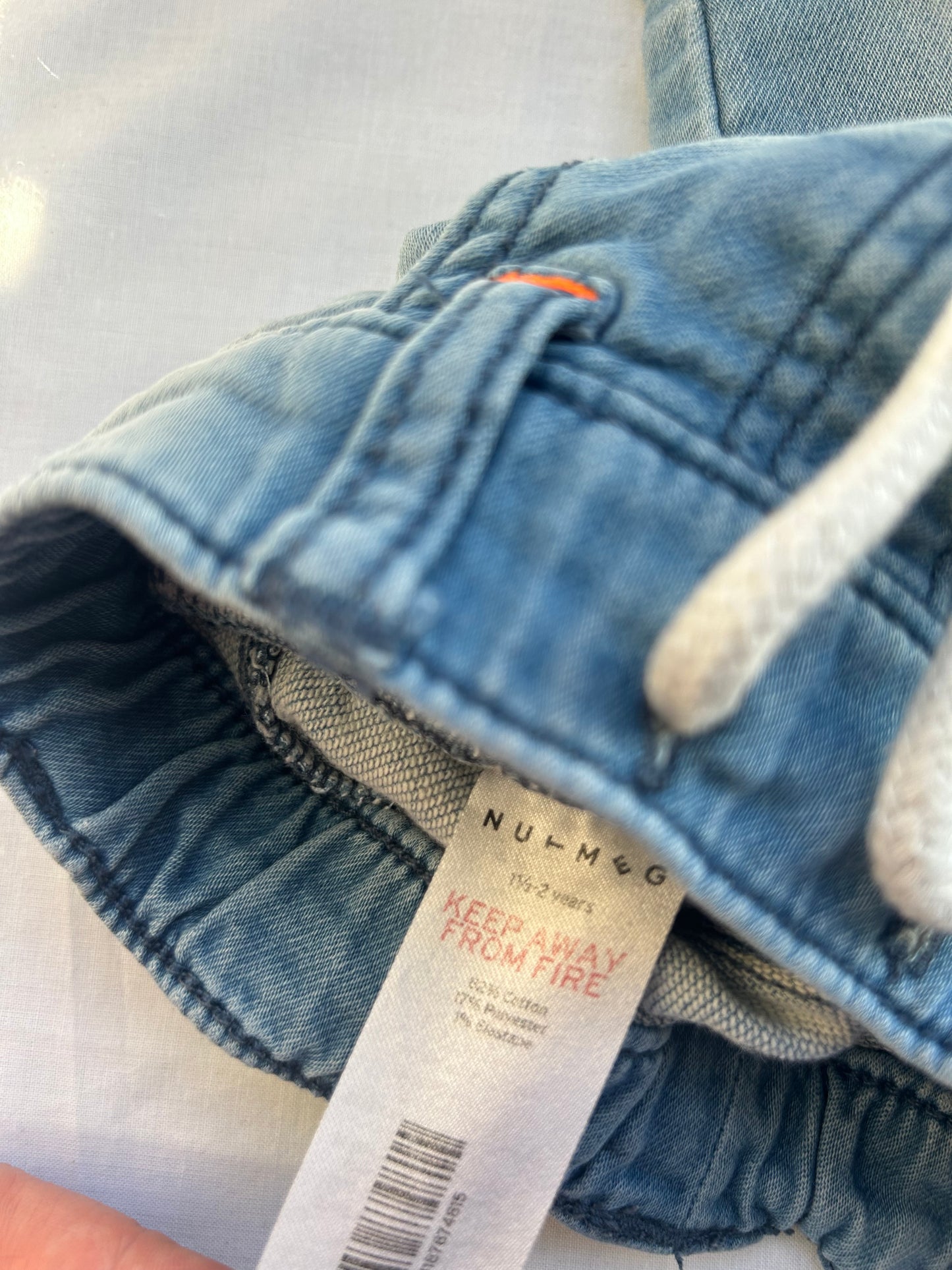 Baby 18-24 Months Denim Blue Shorts with white string 'Nutmeg'