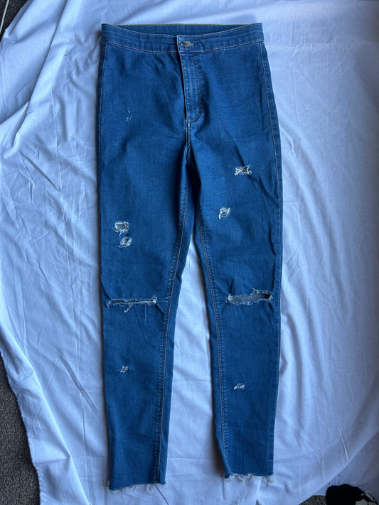 Kids Age 13-14 (waist 28) Ripped Blue Jeans