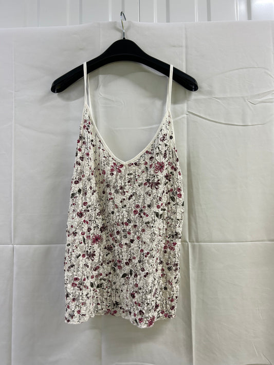 Ladies Size 14 Red and White Floral Vest Top