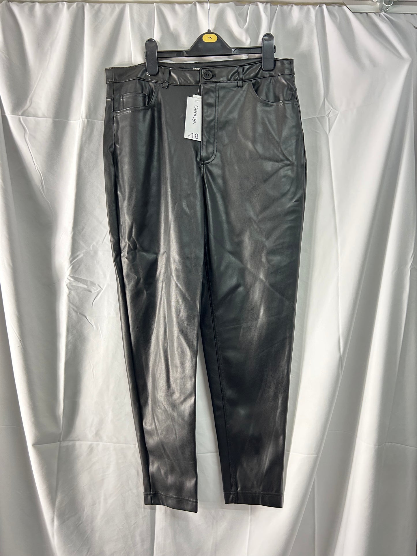 Ladies size 16 - black leather look trousers George@Asda