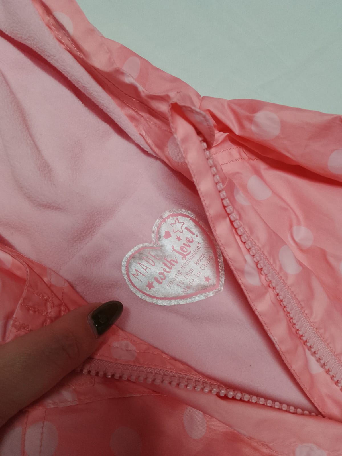 Baby 12-18 Months Pink Raincoat 'Made with Love'