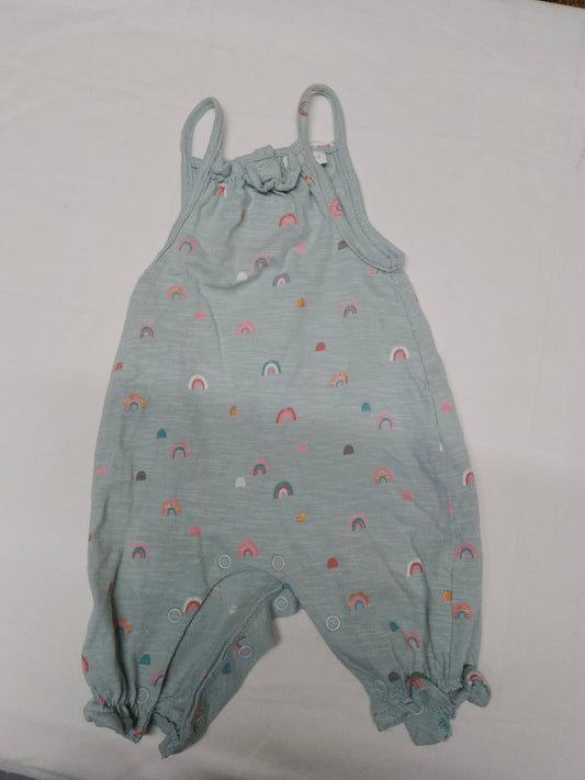 Baby up to 1 months rainbow strappy dungarees blue