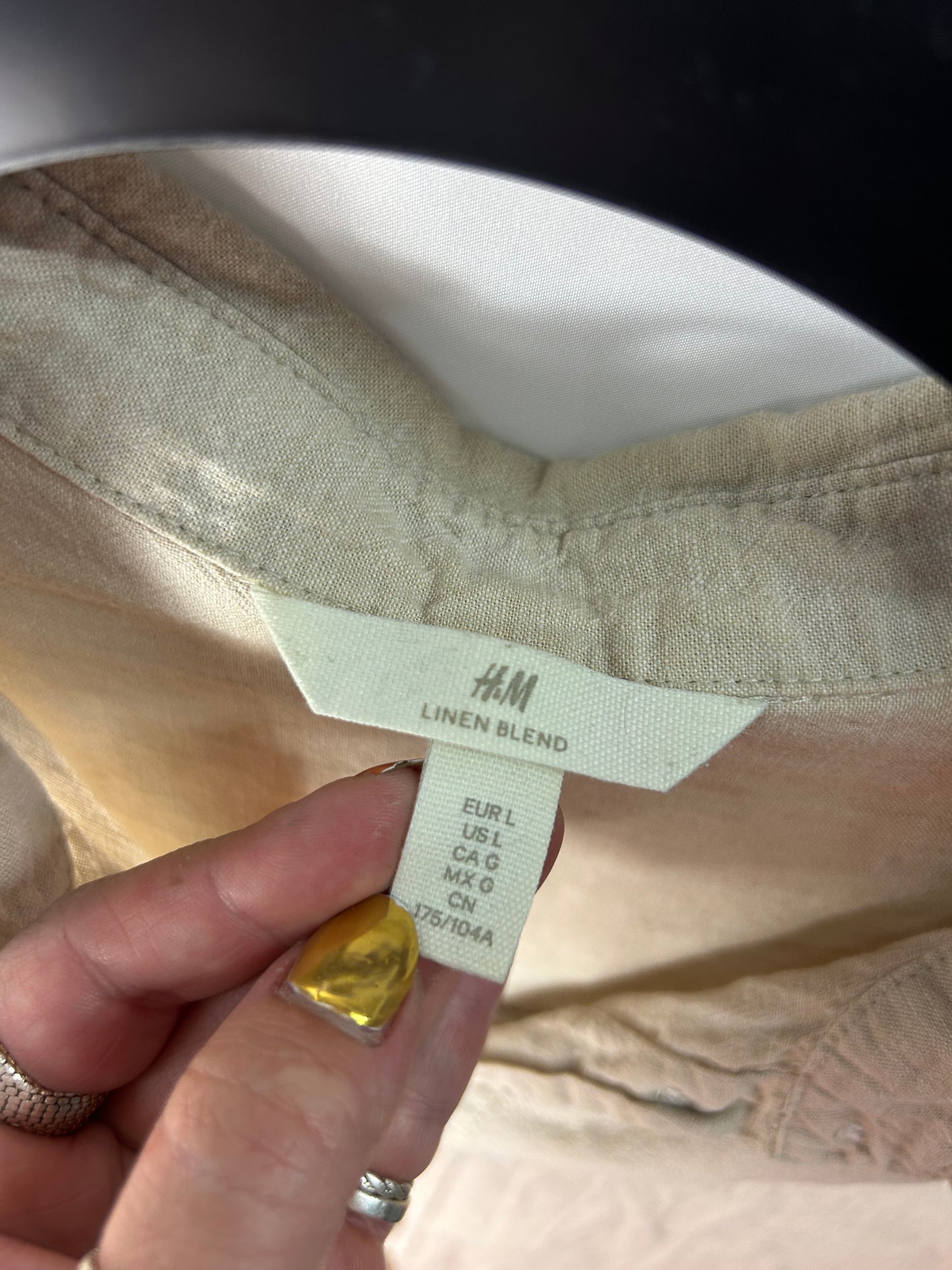 Ladies size large - linen blend H&M beige shirt