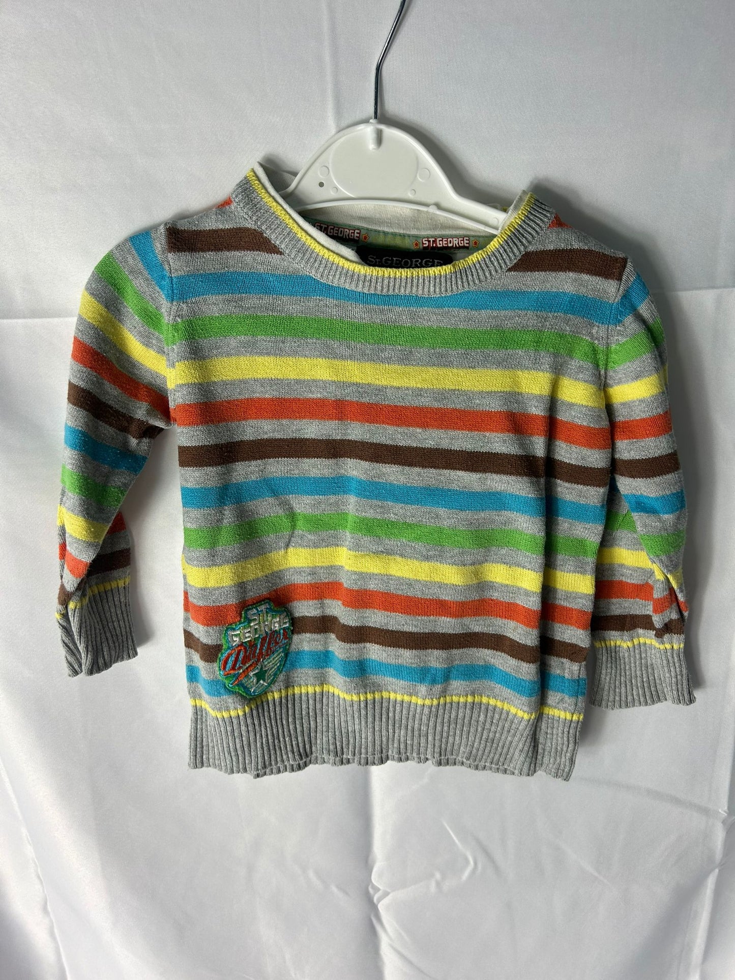 Babies GEORGE Jumper Grey multicoloured stripes - Age 12-18 Months