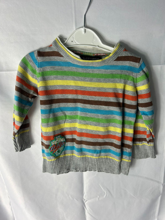 Babies GEORGE Jumper Grey multicoloured stripes - Age 12-18 Months