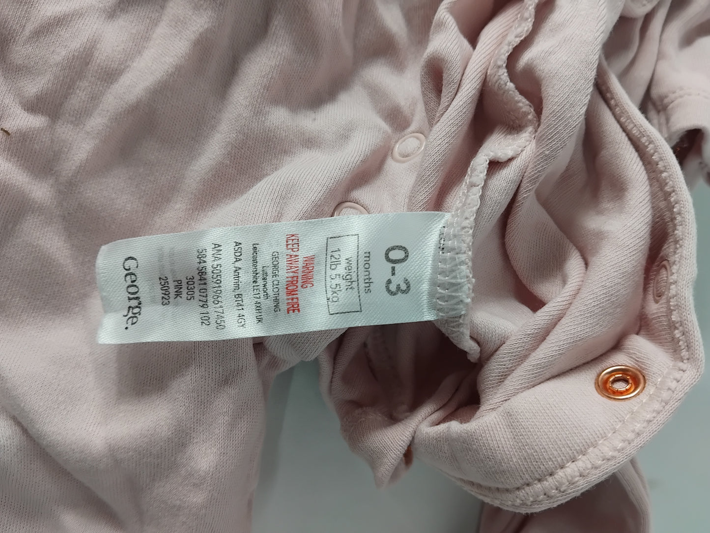 Babies 0-3 months George Pink babygrow