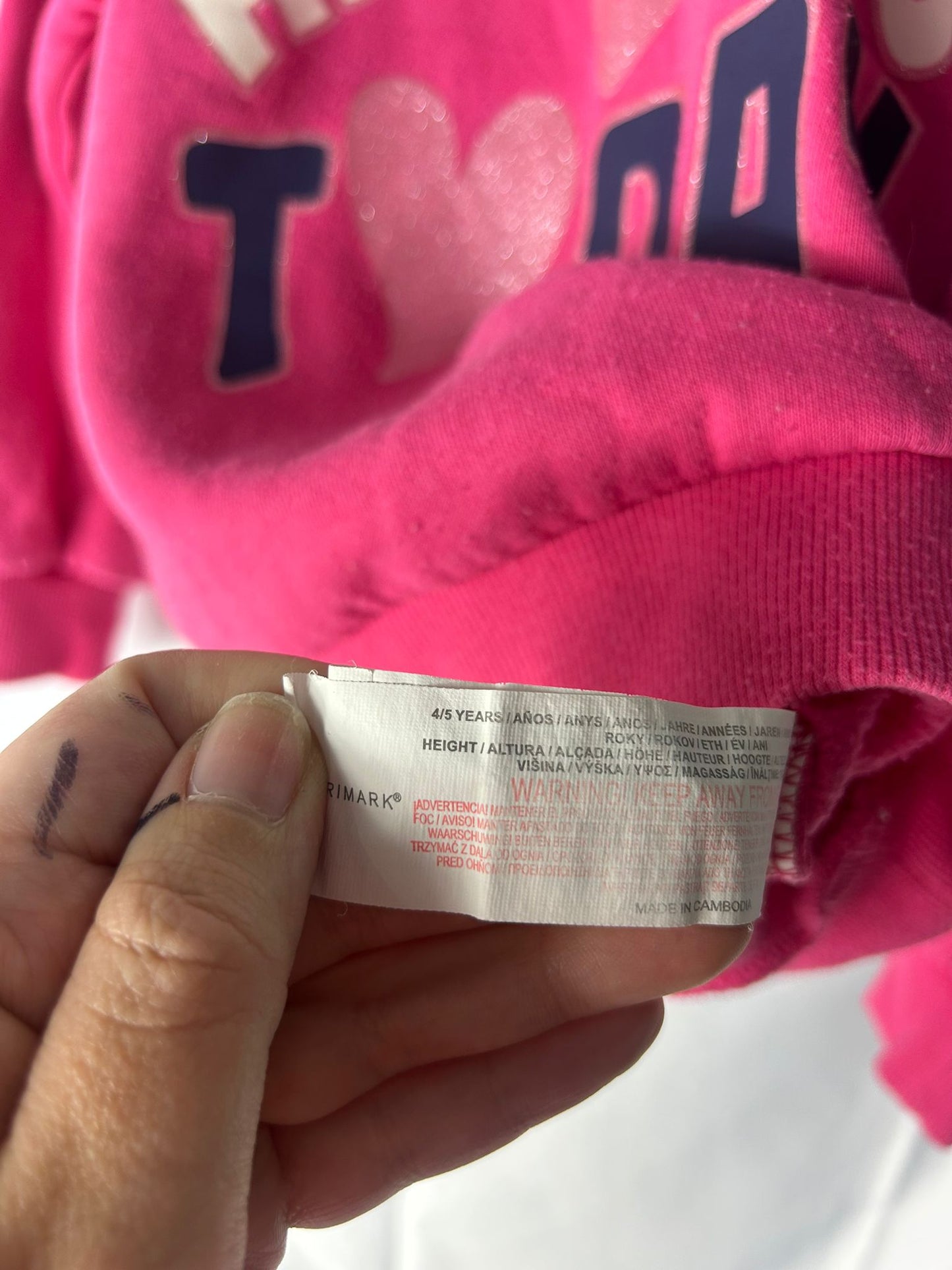 Kids PRIMARK Jumper hot pink Amazing today - Age 4-5 Years