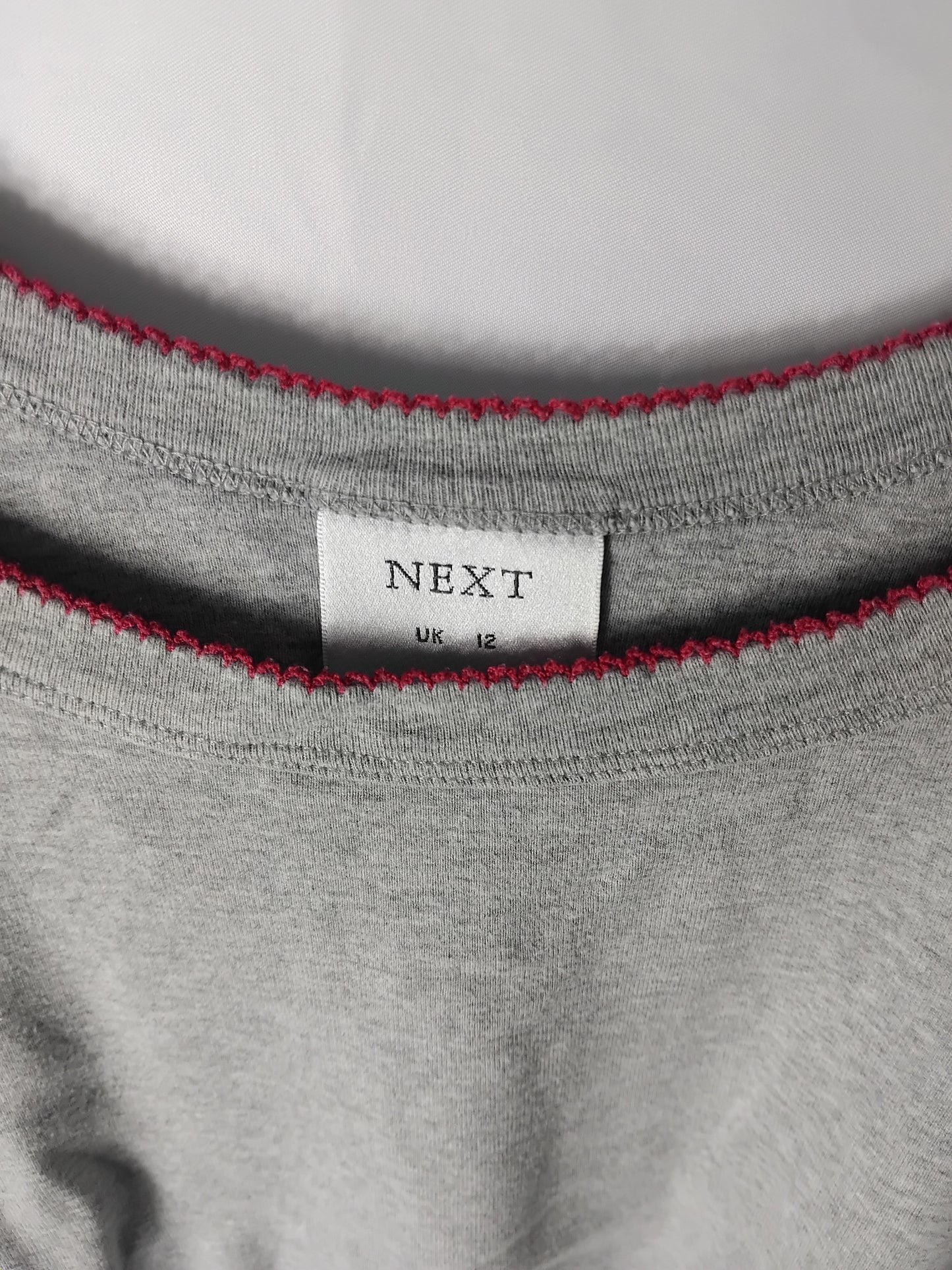 Ladies top - Next Grey vest top pink edged - Size 12