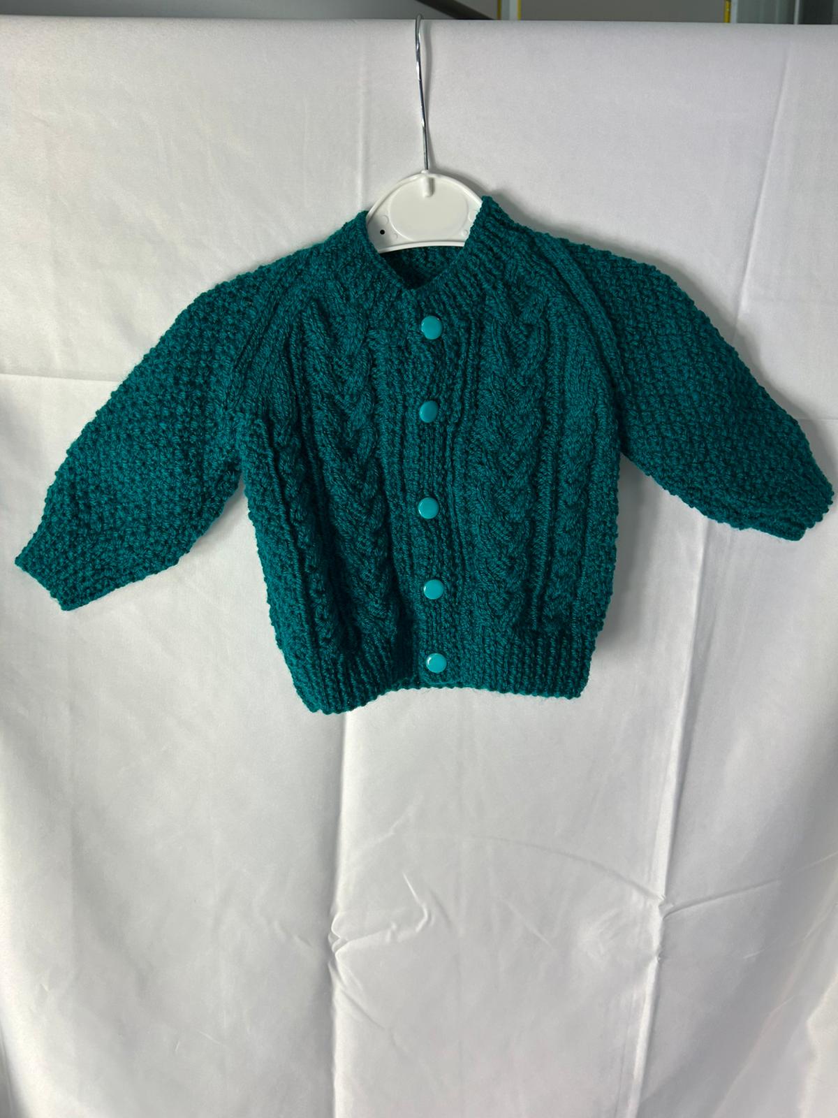 Baby Girls Cardigan Deep Green  - Age 0-6 Months
