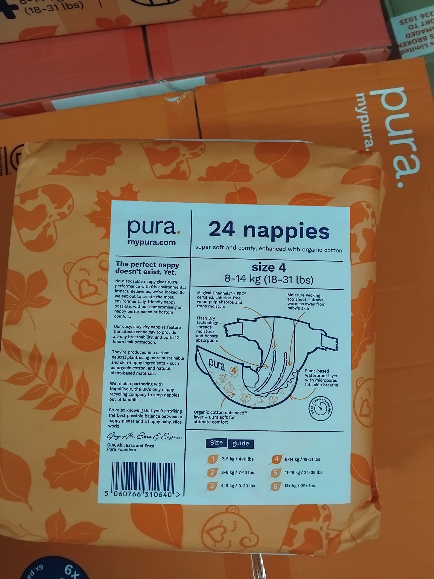 Pura Nappies / Diapers Pack of 24 - Size 4 (8-14 Kg)