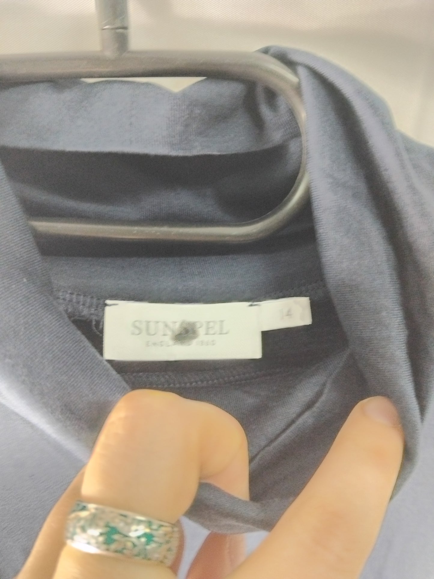 Ladies top Sunspel blue mock neck  - Size 14