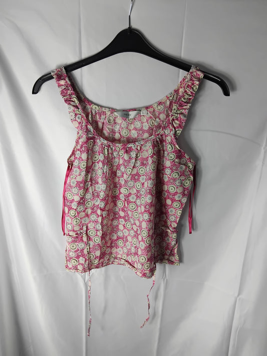 Ladies top - Next Pink white flowery Vest top - Size 12