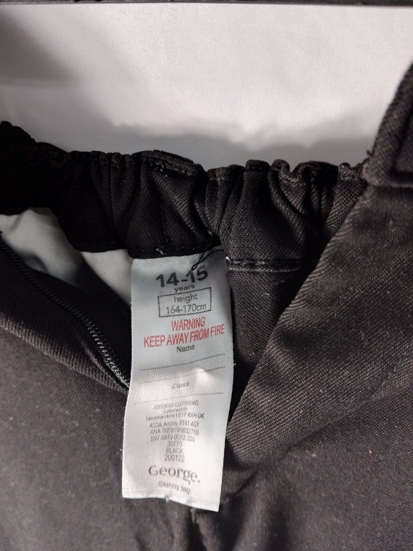 Kids George Black School Trousers - Age 14-15