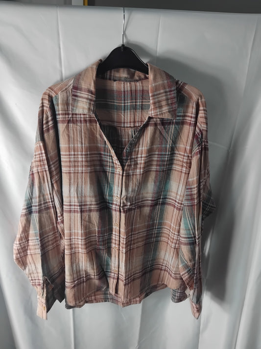 Ladies top Primark pink Plaid shirt  - Size 14