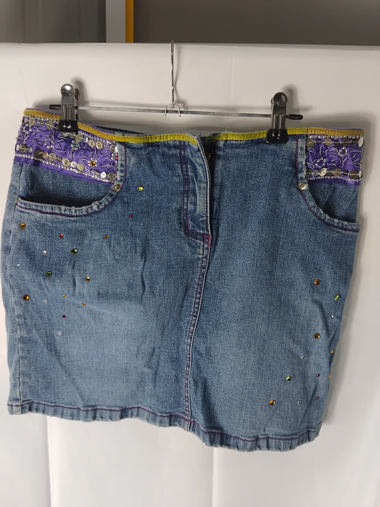 Ladies Skirt - Star bejeweled Denim skirt - Size 10