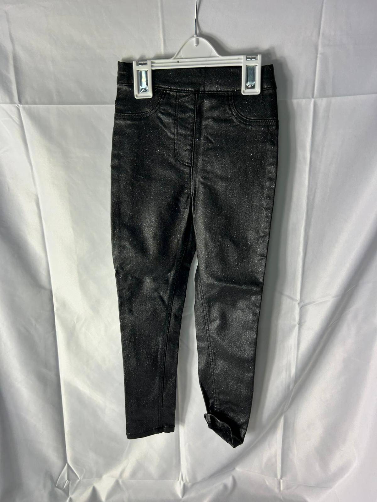 Kids Trousers NUTMEG Glittery Shiny Black  - Age 5-6 Years