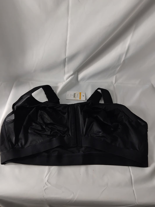 Ladies Bra Black Sports Front Zip - Size 46D