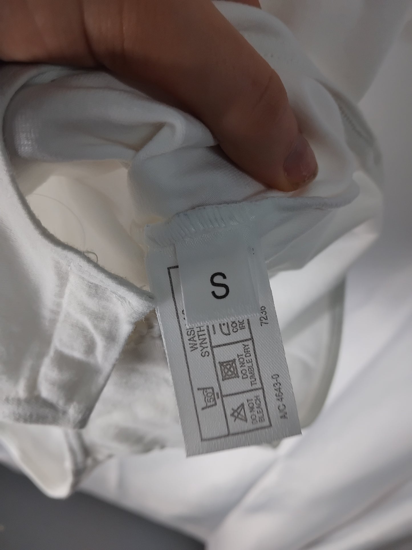 Ladies top - Charles white bodysuit blue lined - Size S